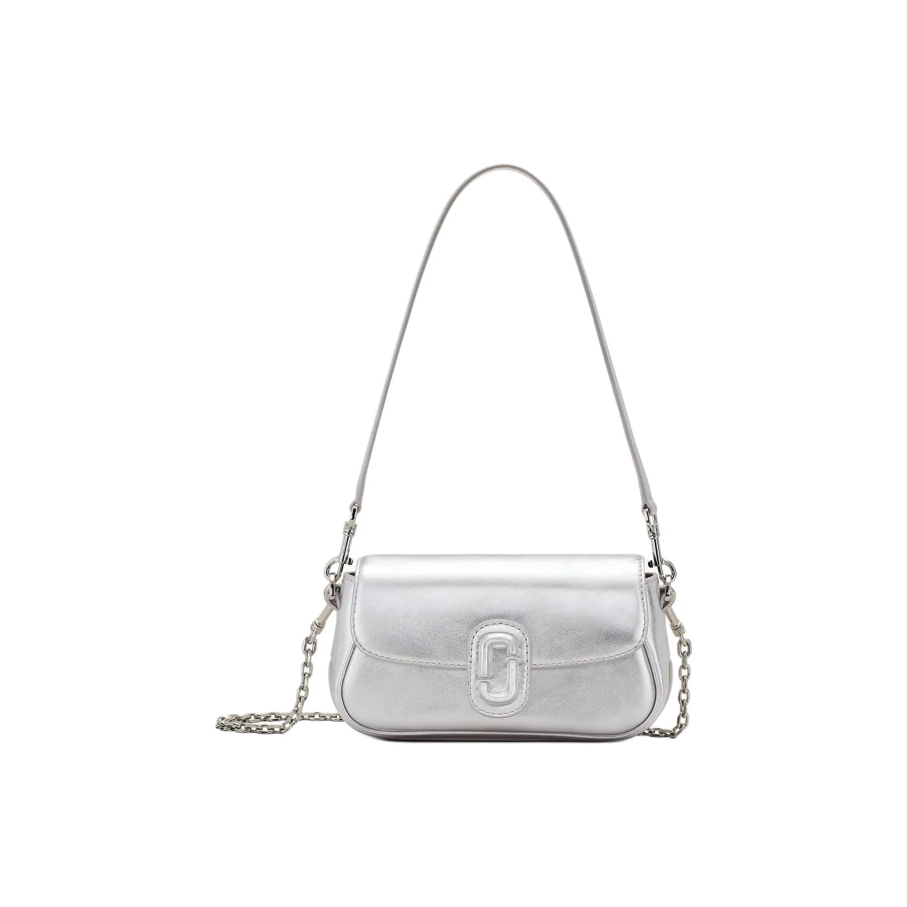 MARC JACOBS Leather Portable Crossbody Bag, Shoulder Bag Women's Silver