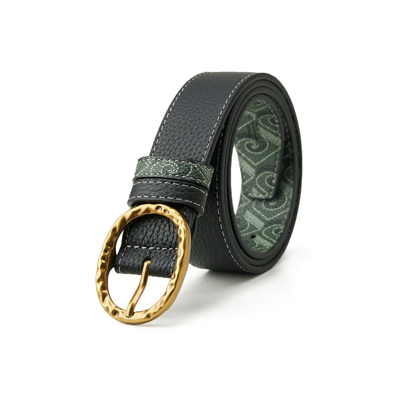 PIERRE CARDIN Ремень из натуральной коровьей кожи Женские Черный Зеленый 2,9 см