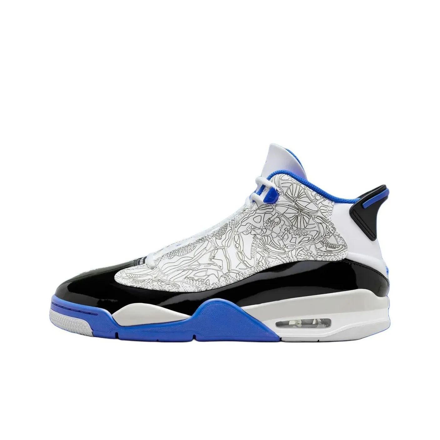 Jordan Dub Zero Anti Slip Wear Resistant Mid Top Vintage Basketball Shoes Unisex White Blue