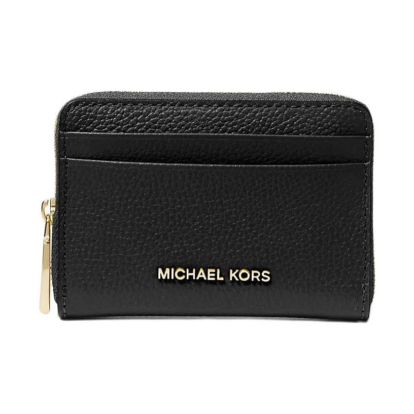 MICHAEL KORS Jet Set Litchi Grain Leather Wallet Trumpets Women's Black