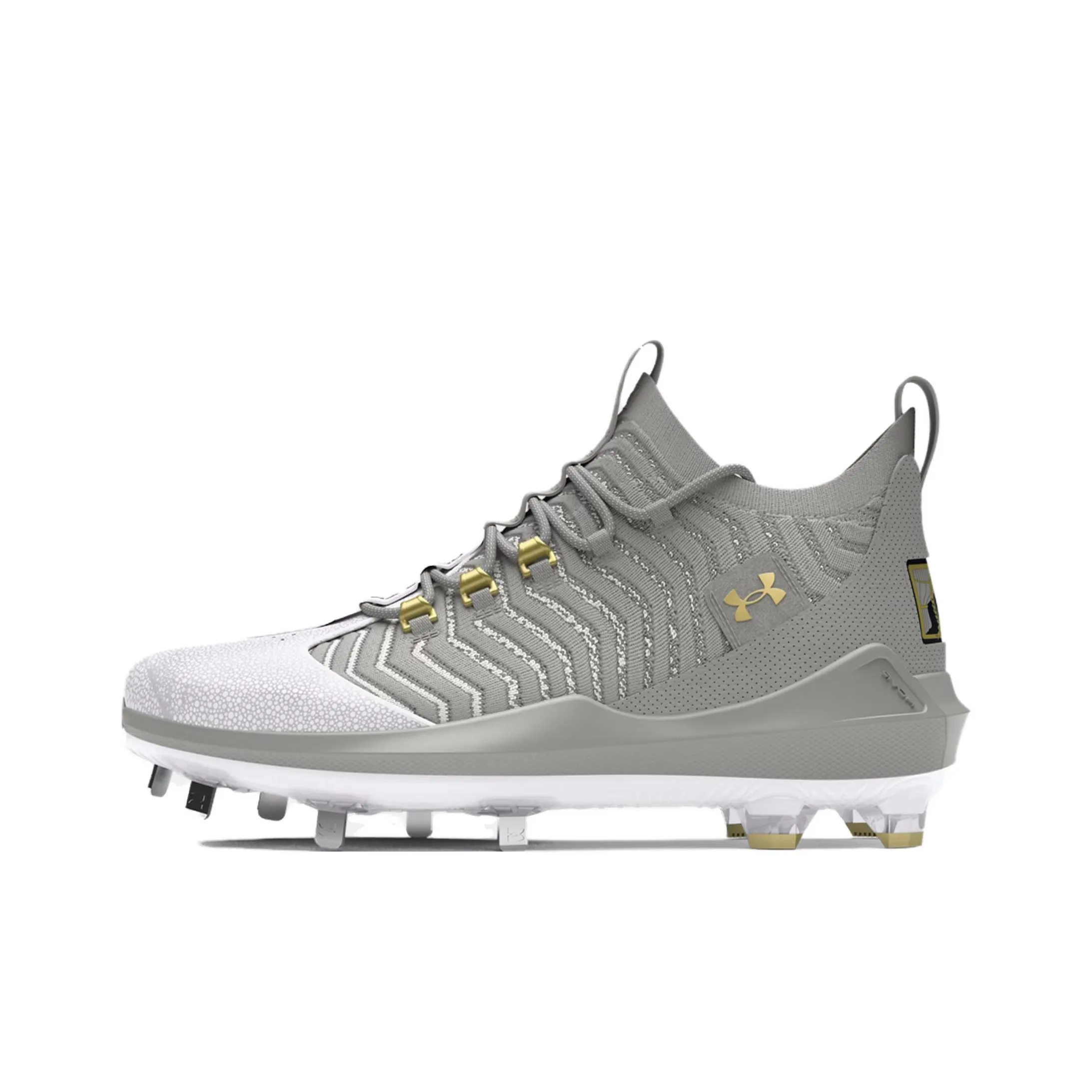 Under Armour Harper Anti Slip Wear Resistant Mid Top Baseball Shoes Men's Gray Silver