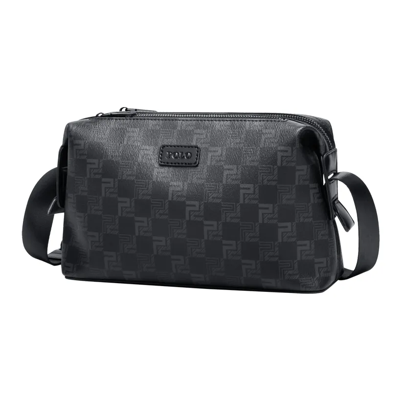 POLO PVC с синтетической кожей сумка на плечо средний размер мужской черный