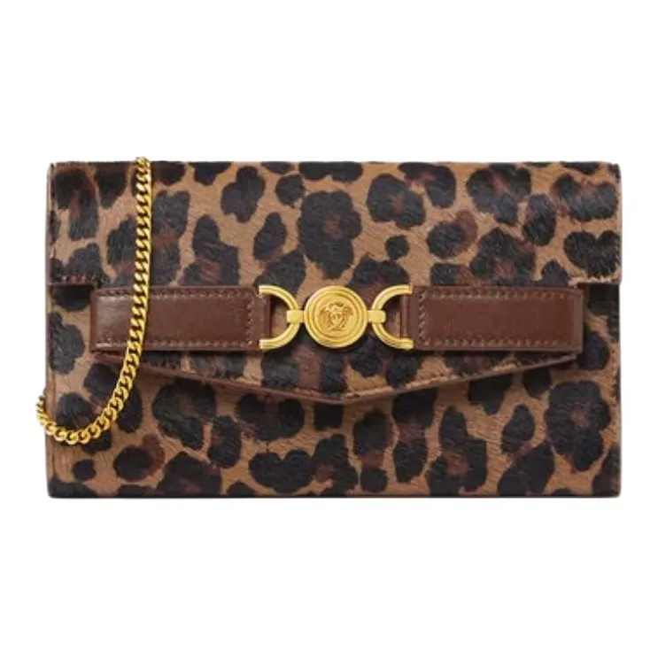 VERSACE Medusa '95 Cow Hair Handheld Crossbody Bag, Shoulder Bag Women's Leopard Print