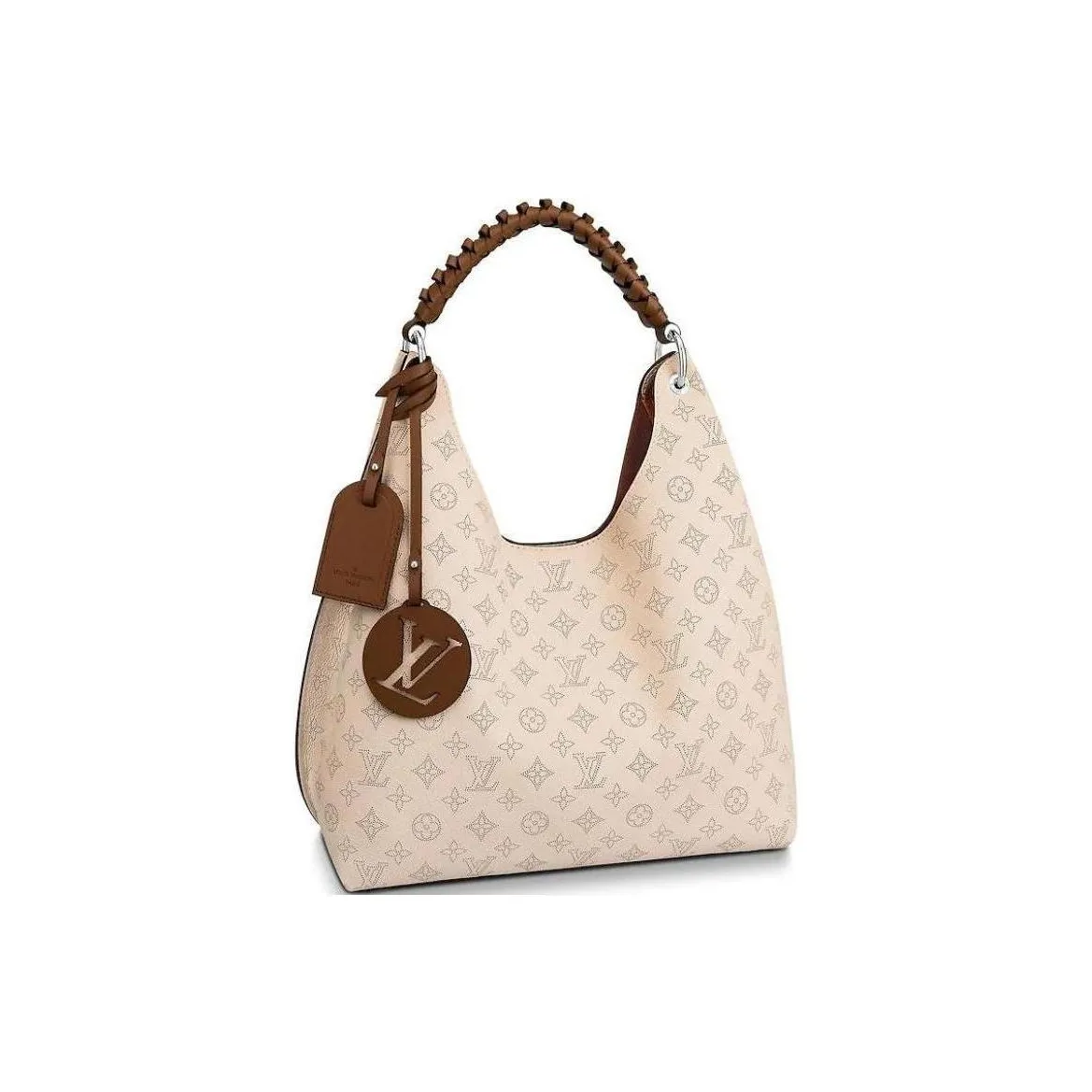 LOUIS VUITTON Calfskin Hobo Bag, Handbag, Shoulder Bag Women's Cream Beige