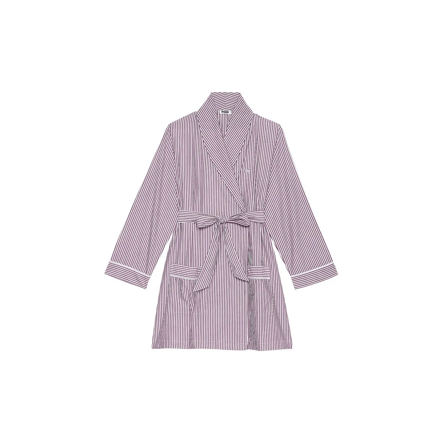 Victoria's Secret Розовый Хлопковый поплин Короткий Халат WR S P W D г Сон Халат Женские Дикий Розовый Полосы