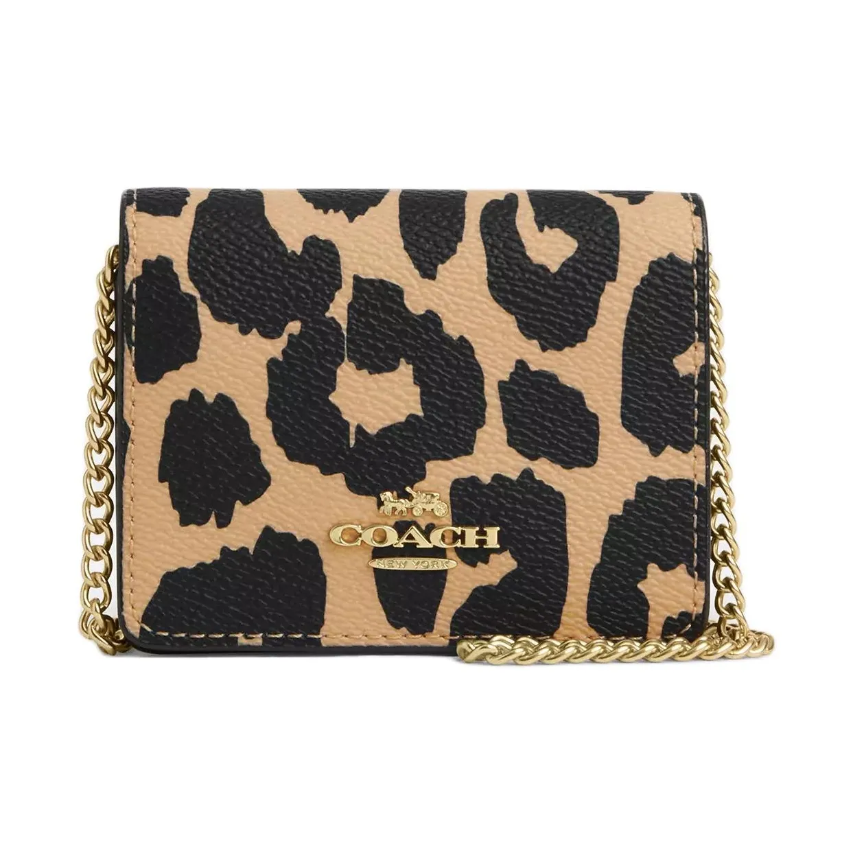 COACH Coated Canvas Shoulder Bag, Crossbody Bag, Wallet Mini Women's Leopard Print Multicolor