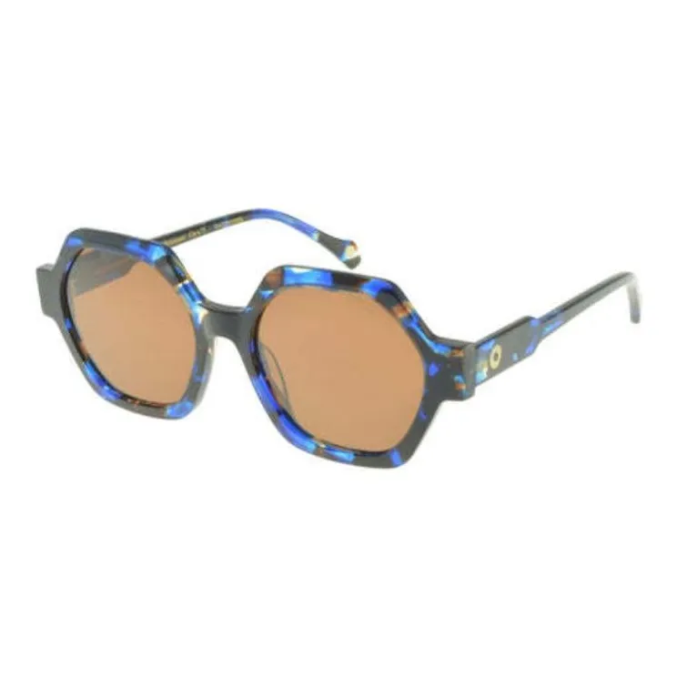 INES DE LA FRESSANGE Acetate Irregular Shape Sunglasses Unisex Blue