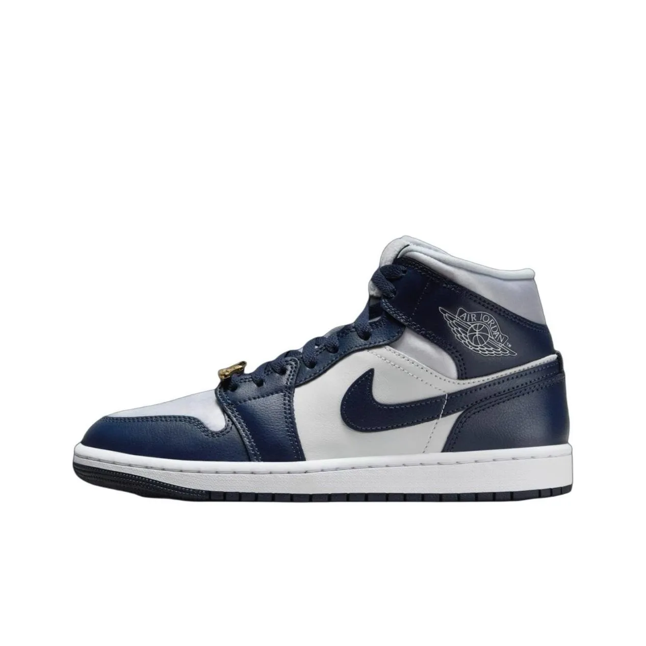 JORDAN 1 Mid Football Grey White Midnight Navy Women's