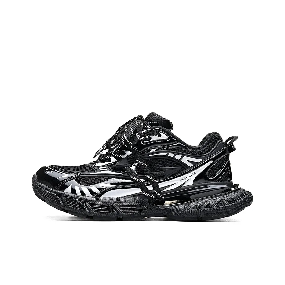 Crow Bear Chunky Sneakers Unisex Low Top Black