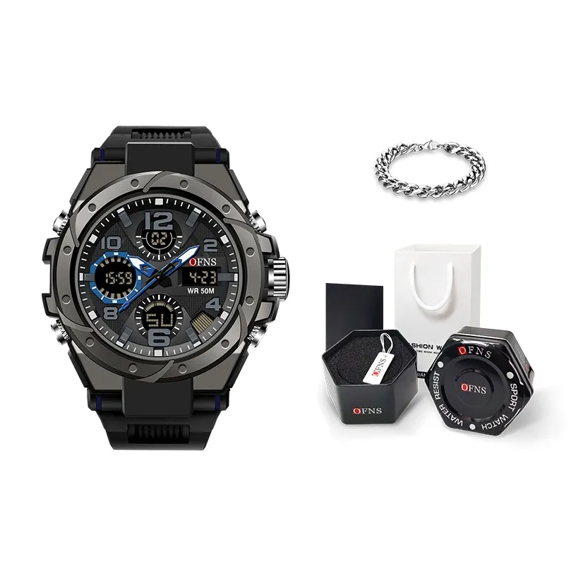 OFNS Электронные + Кварцевые Мужские Часы 50,7мм*52мм*18мм Черные