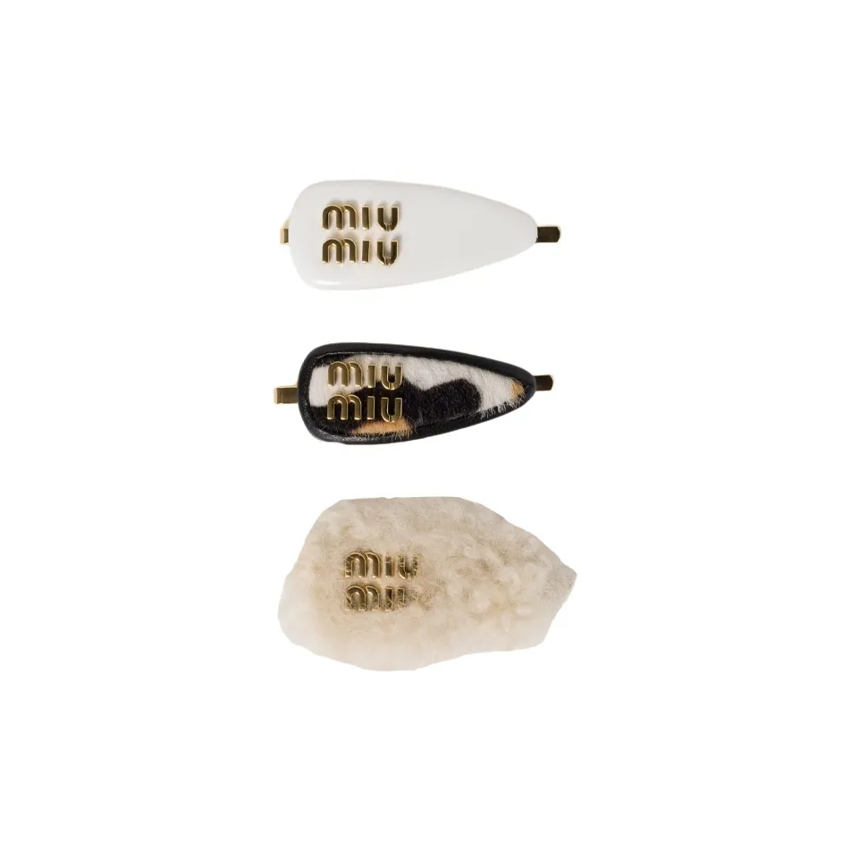 MIU MIU Set Of Three Logo Plaque Hairpin