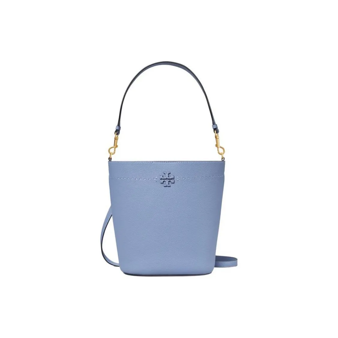 TORY BURCH McGraw Litchi Grain Leather Bucket Bag Portable Crossbody Bag Shoulder Bag Women's Blue TORY BURCH McGraw Личи Зернистая текстура Кожа Ведро Сумка Портативная Сумка через плечо Сумка через плечо Женская Синяя
