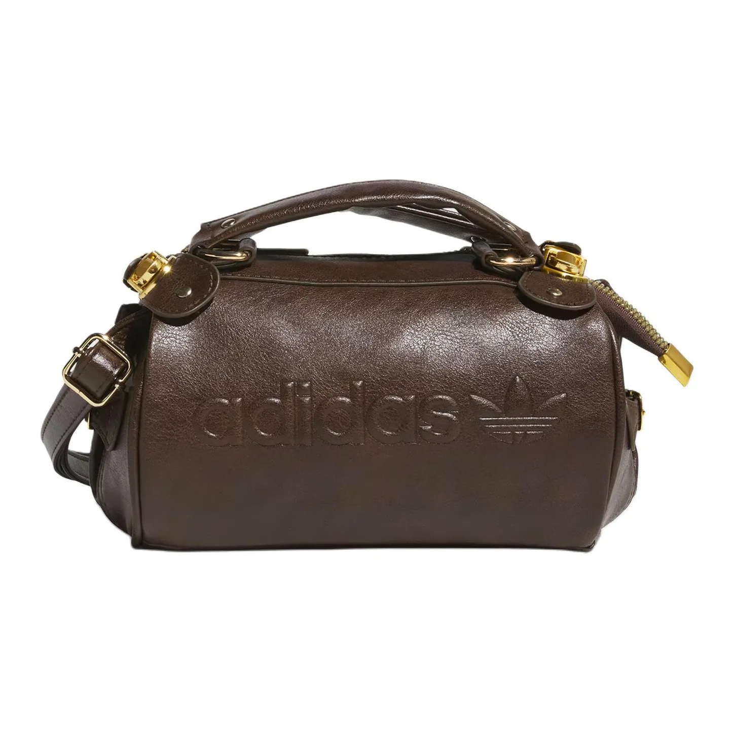 Adidas Polyurethane Pillow Bag Cylinder Bag Shoulder Handbags Unisex Brown