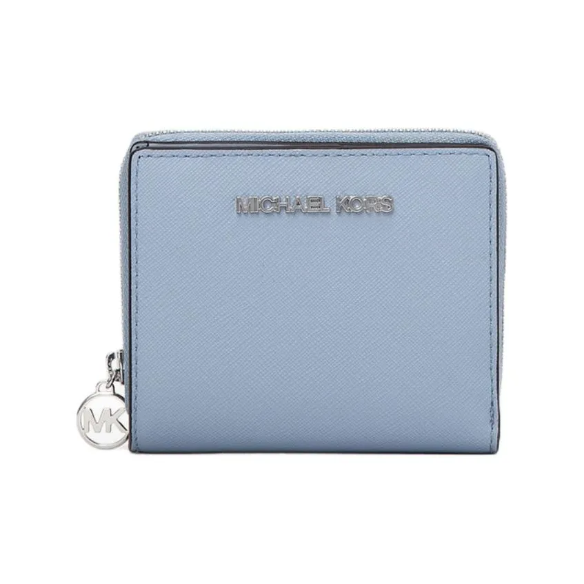 MICHAEL KORS Jet Set Travel Coated Canvas Wallet Medium Size Women's Light Blue