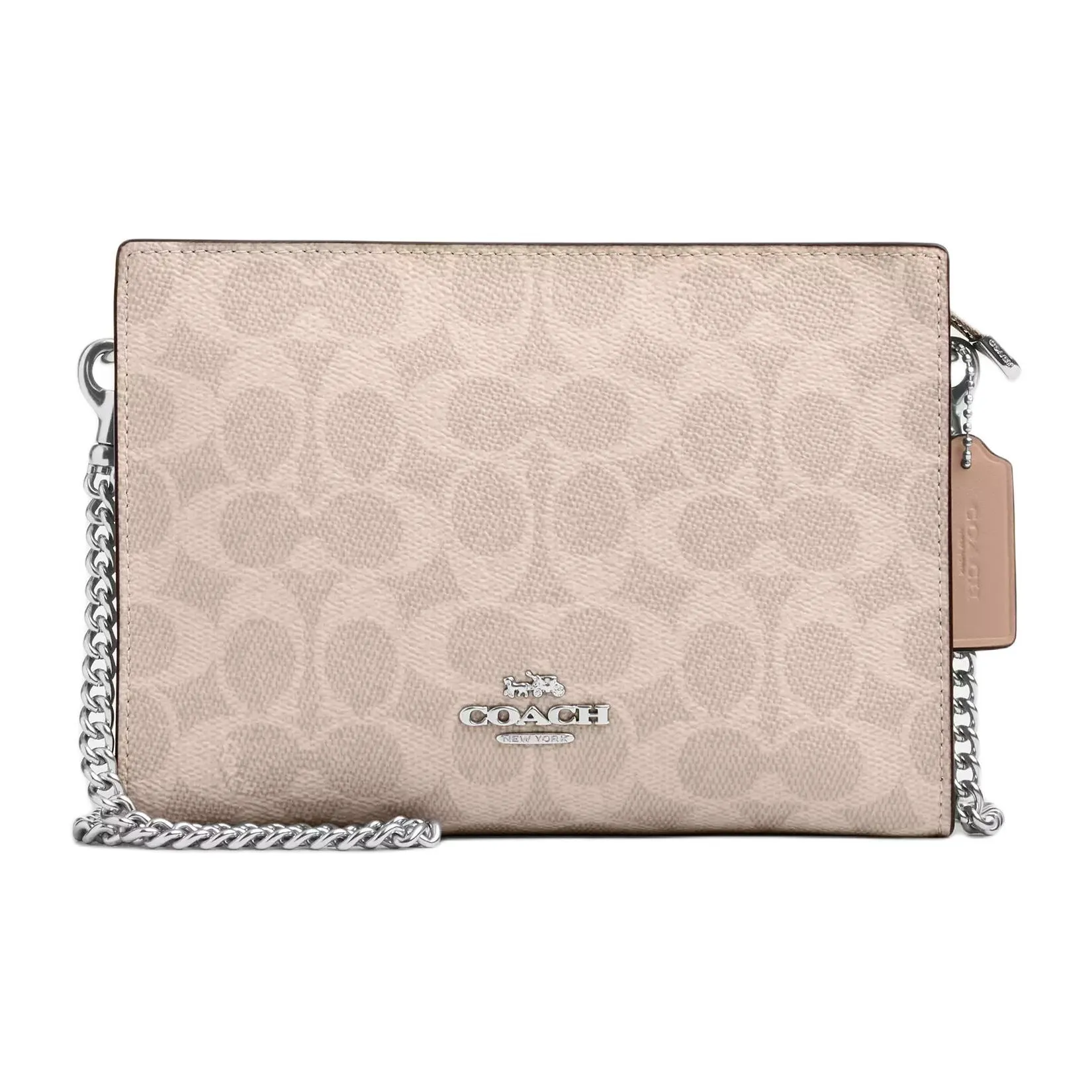 COACH Slim Crossbody Coated Canvas Shoulder Bag, Crossbody Bag Trumpets Women's Silver & Sand & Taupe