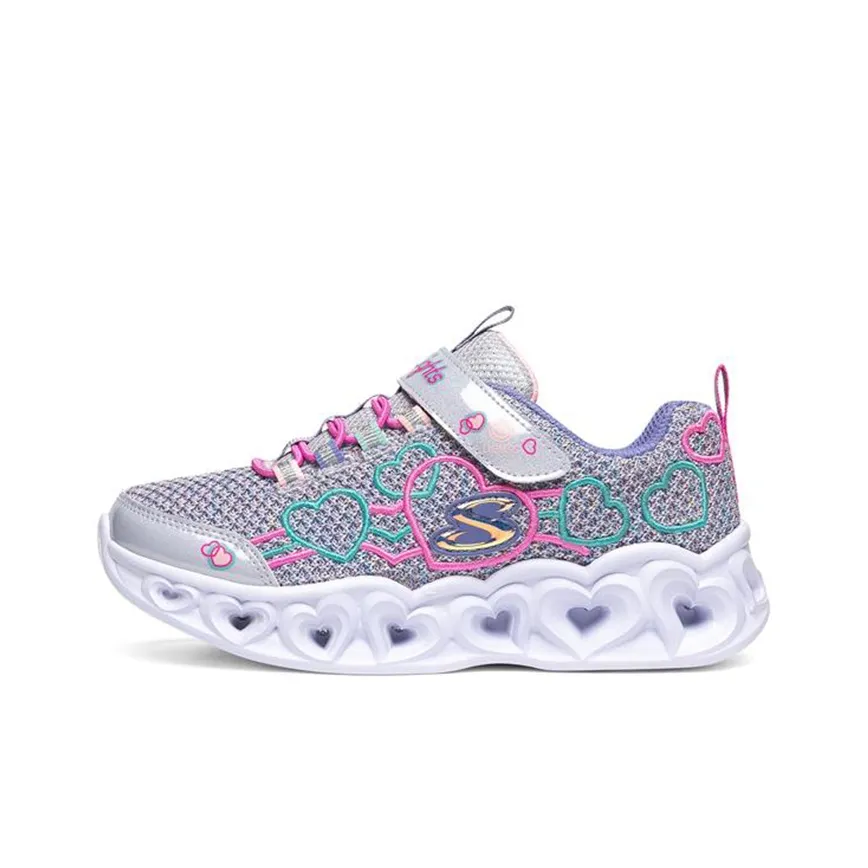 Skechers Heart Lights Kids Lifestyle Shoes Purple Green Teenagers