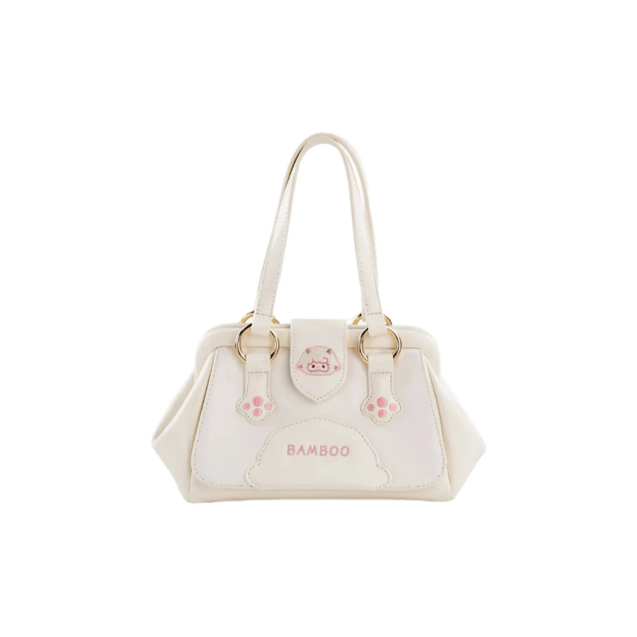 Holding Bamboo PU Handbag, Crossbody Bag Regular Unisex White