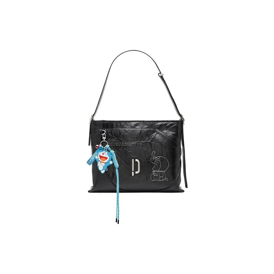 PECO 952DLHOBO Bag Doraemon Robot Cat Series Cow Leather Shoulder Bag Tote Unisex Black/Brown