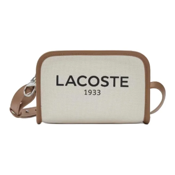 LACOSTE Сумка через плечо из смешанного материала маленькая унисекс молочно-белый и коричневый