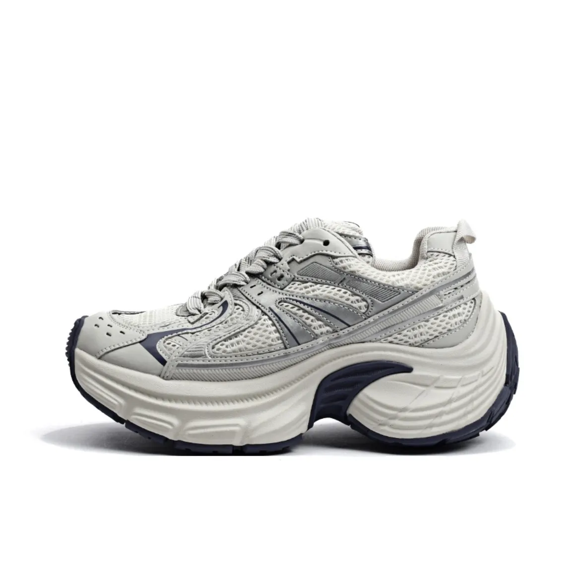 CHERRY&KALIKA Slip Resistant, Abrasion Resistant, Breathable, Height Increasing Low Top Chunky Sneakers Women's Ecru