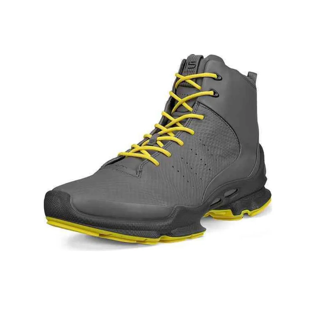 Ecco Амортизация Высокие Беговые Кроссовки Мужские Серый Желтый