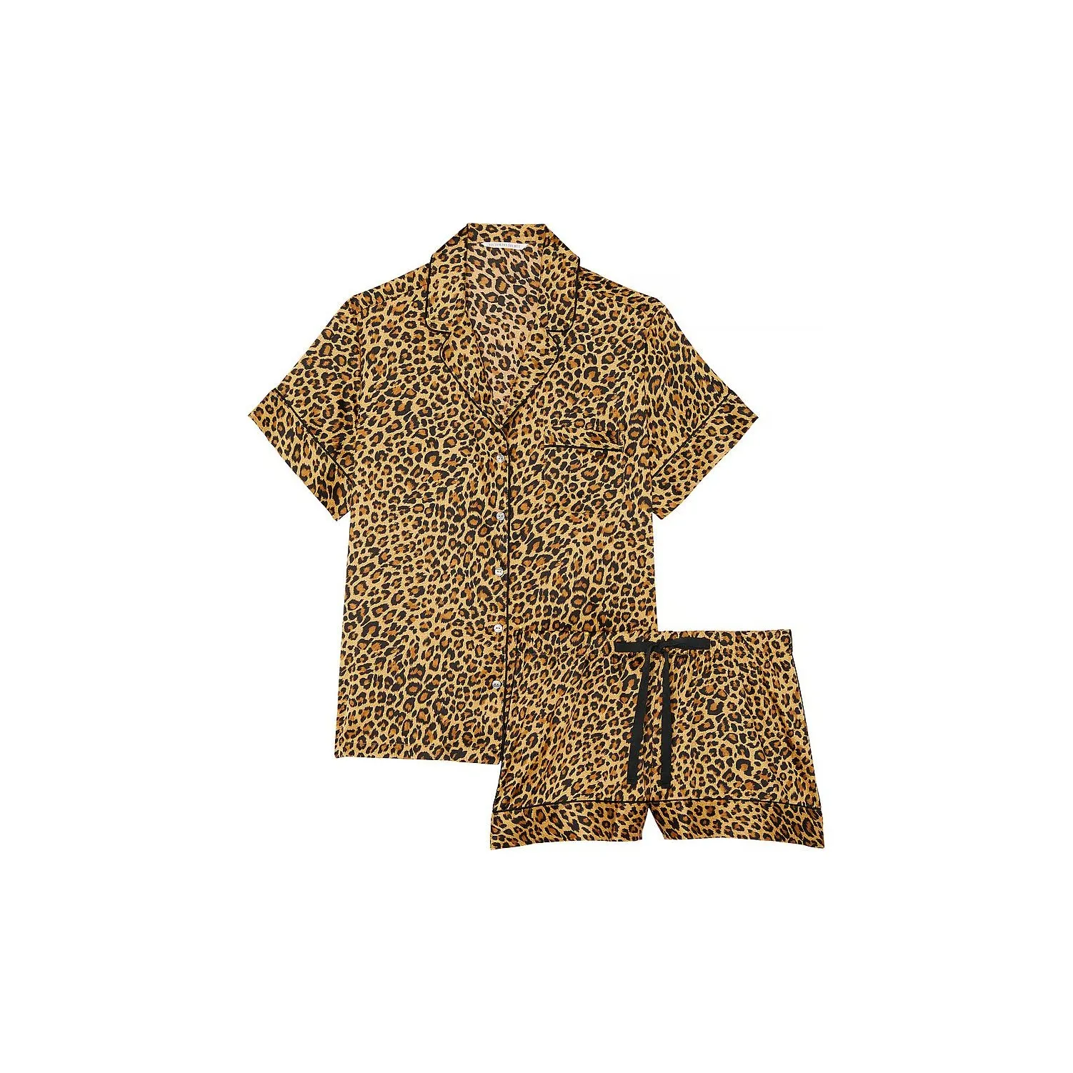 Victoria's Secret Satin Short Pajama Set Новый Glam Leo Pajama Set Women's Leopard Print