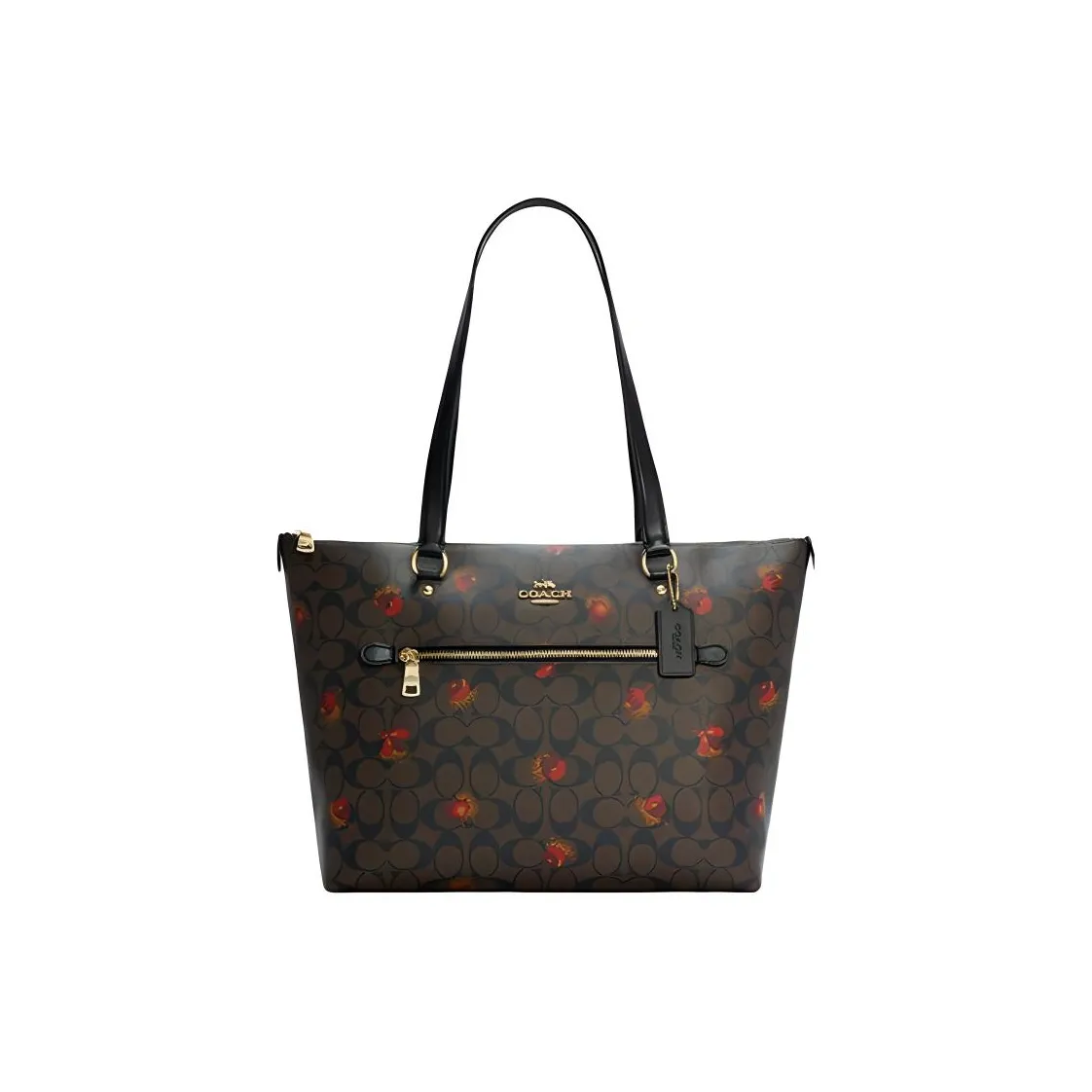 COACH Gallery Кожа PVC Тоут Сумка Сумка для покупок Сумка Сумка через плечо Большая Женская Темно-коричневая