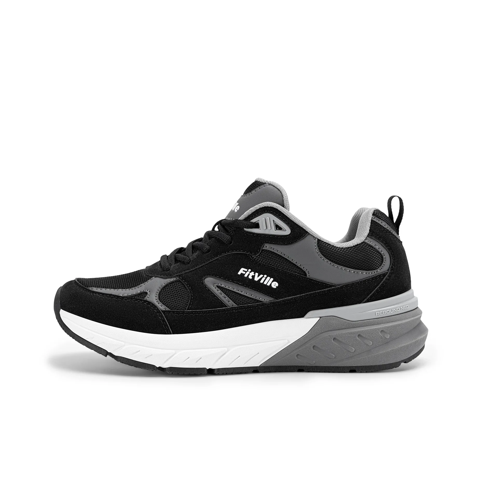Fitville Running Shoes Men's Low Top Black Gray/Marine Blue/Taupe/Light Umber