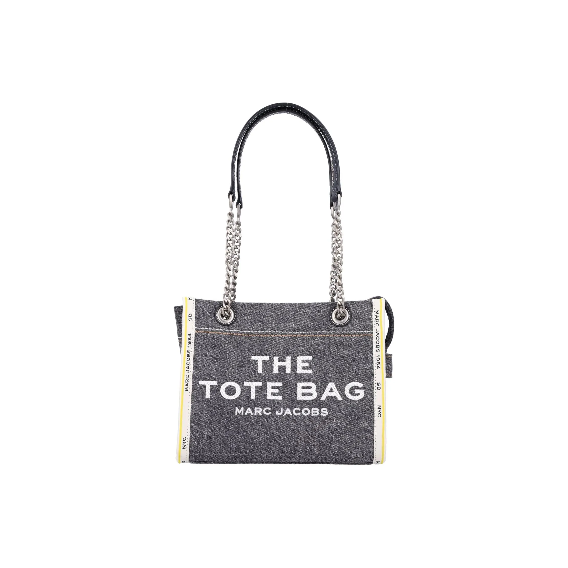 MARC JACOBS The Denim Chain Logo Detailed Small Tote Bag