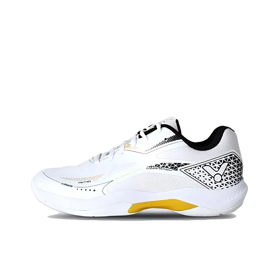 VICTOR Anti Slip Wear Resistant Low Top Badminton Shoes Unisex White Gold