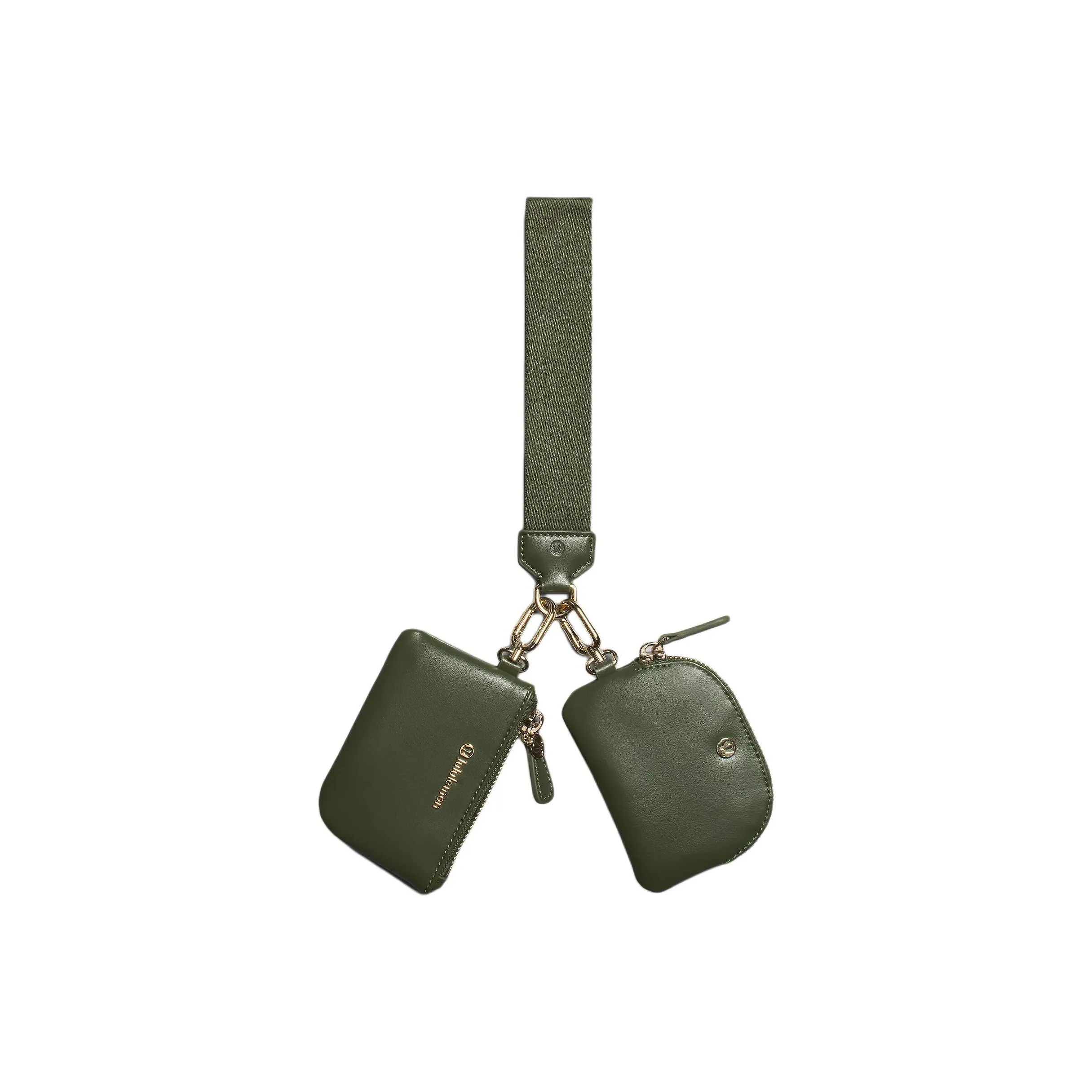 Lululemon Recycled Polyester Wrist Bag Women's Army Green & Gold