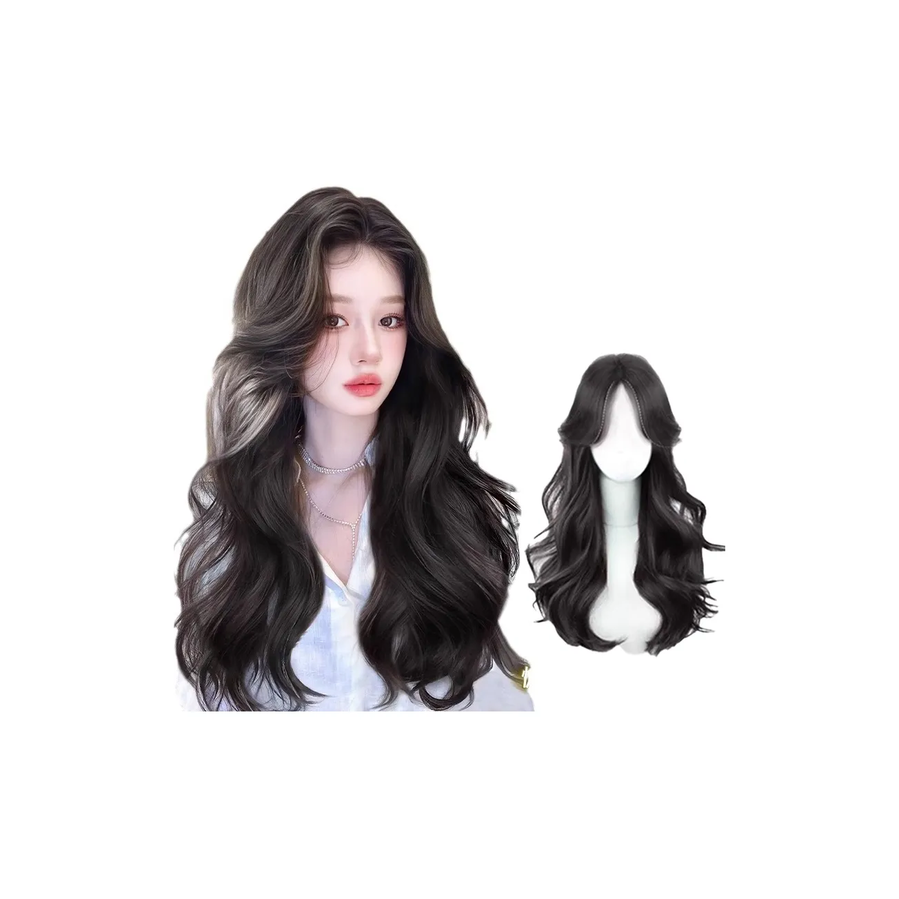 YOSEE Фигурка Eight Bangs Большая волна Перука Набор Женские Длинные Волосы Натуральный Полная Покрытие Головы ATMOSPHERE