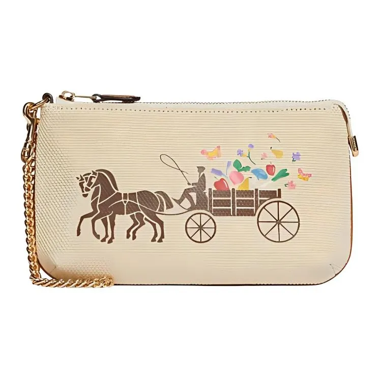 COACH Corner Zip Ткань Запястье Сумка Маленькая Женская Бежевая