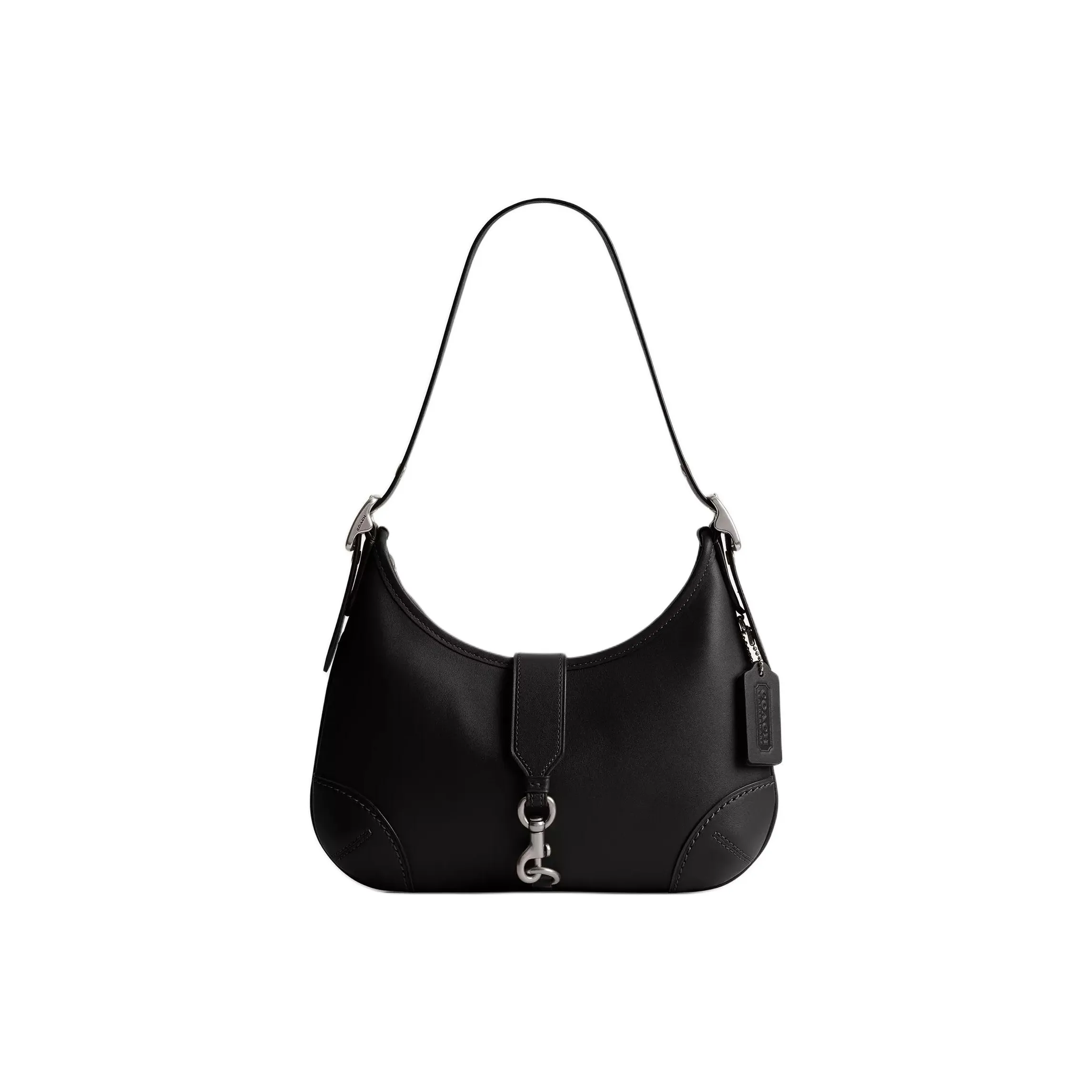 COACH Hamptons Leather Hobo Bag Handbag Shoulder Bag Large Size Women's Black
