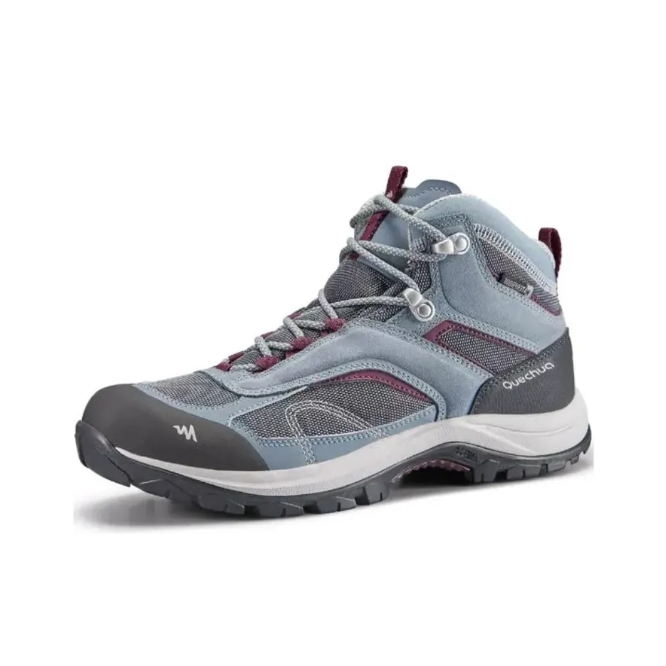 DECATHLON Slip-Resistant Water-Resistant Mid-Top Trekking Shoes Women's Gray