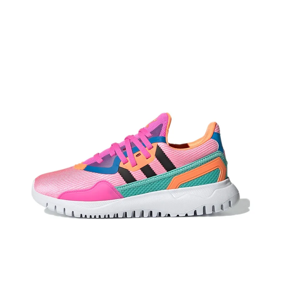 Adidas Originals Flex Collection J Abrasion Resistant Low Top Kids Lifestyle Shoes Pink Blue