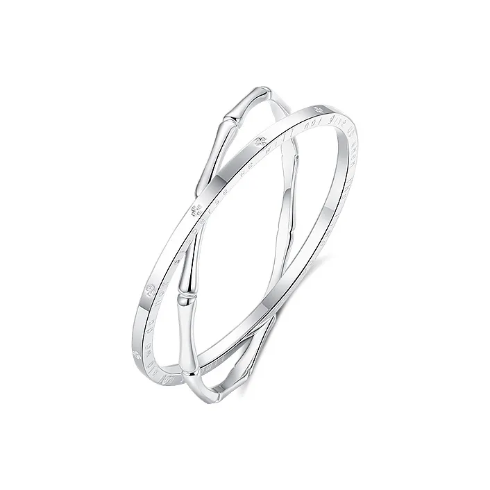 WANLIACC Сплав Бамбук Four Leaf Clover Двойной Loop Браслет Женские