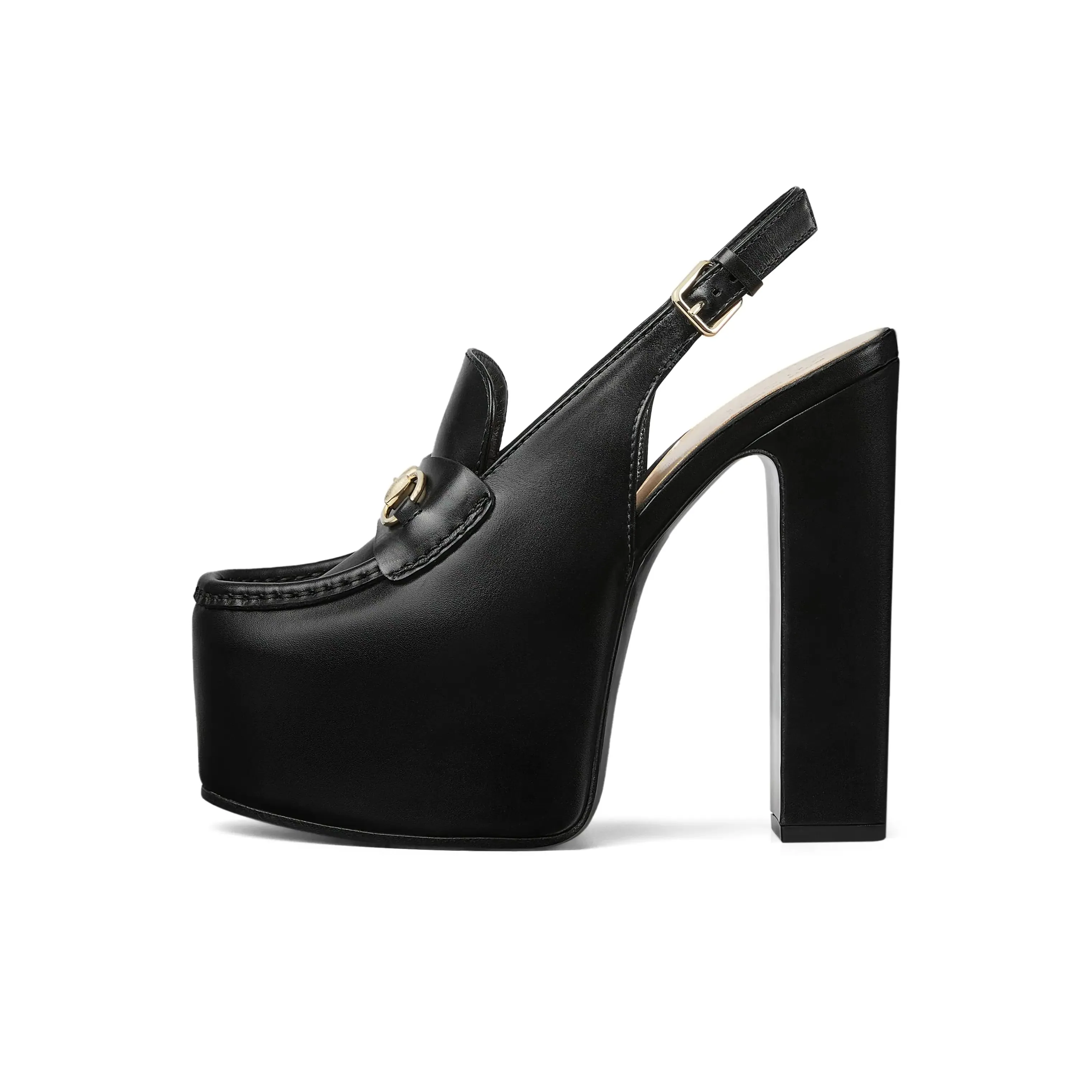 GUCCI Horsebit Loafers 14.5cm Women's Black