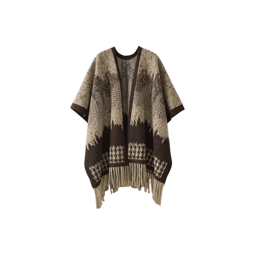 EQUIPMENTELEGANT Shawls Women's Coffee/Black White/Snowflake
