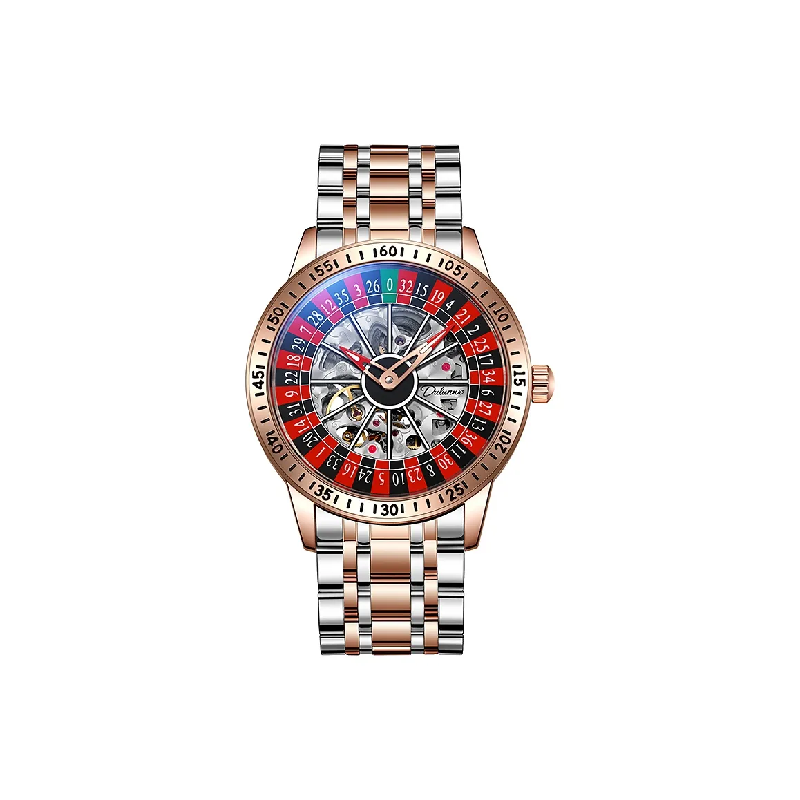 Dulunwe Automatic Mechanical Movement Stainless Steel Watchband Watch Men's Watches Cut Out Dial