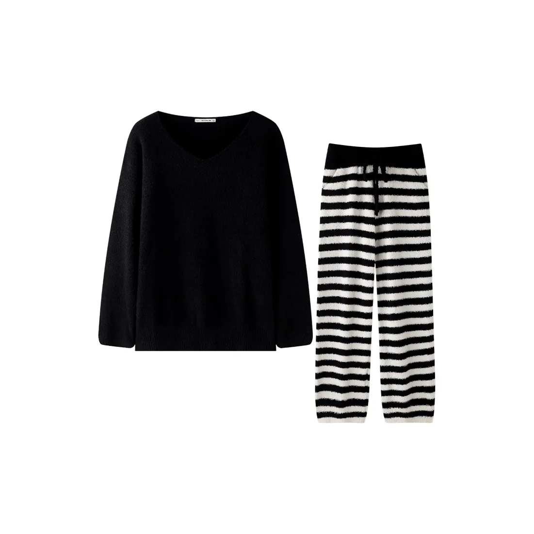 MEITENG Пижамный комплект зимний женский черный