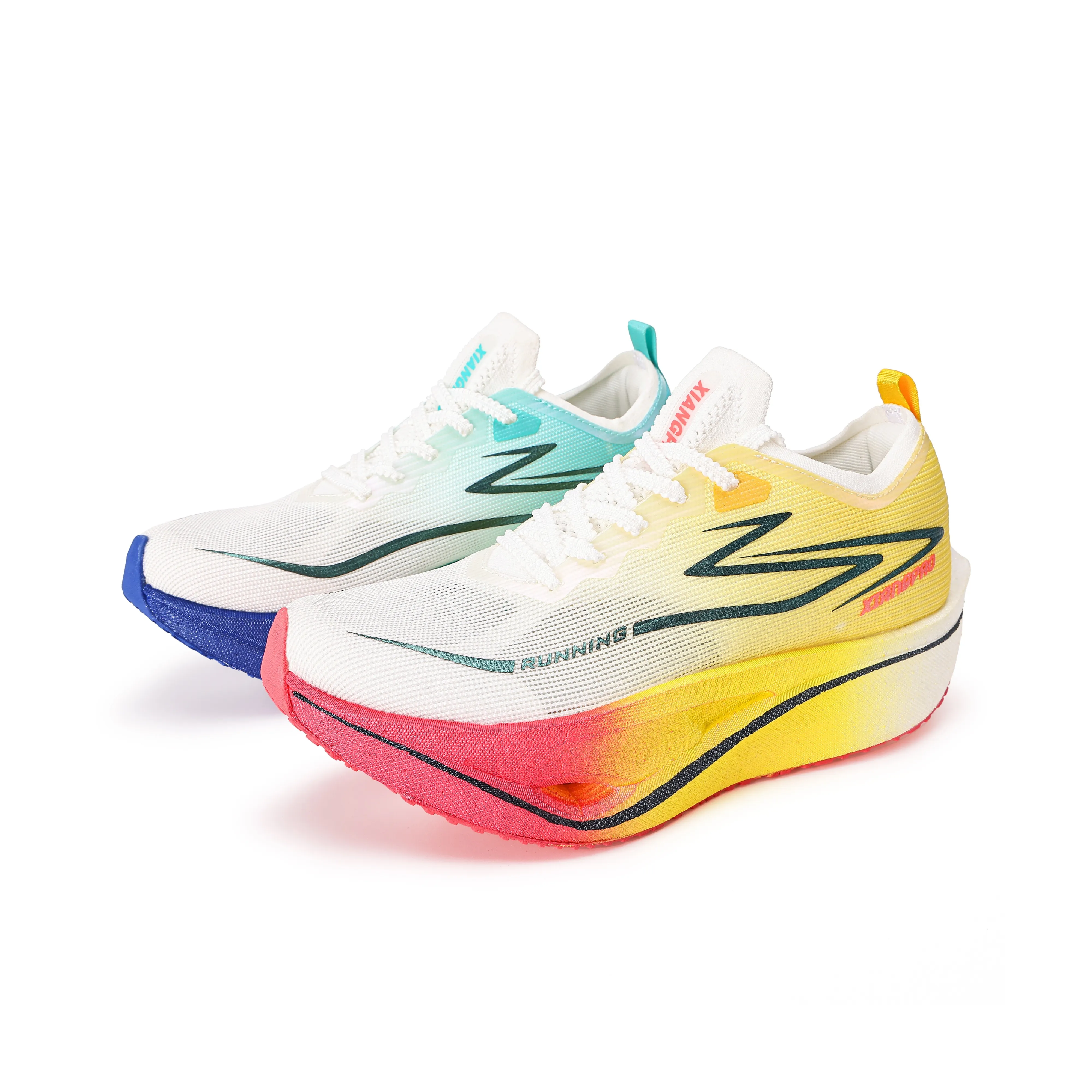 Xiangpao Low Top Running Shoes Unisex Mismatched Color Pale Yellow & Azure Sky