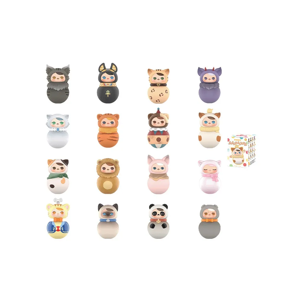 POP MART Коллаборация Edition PUCKY Мурмур Tumbler Коллекция Фигурка Слепые коробки Один Mystery Коробка Целая коробка 16 шт