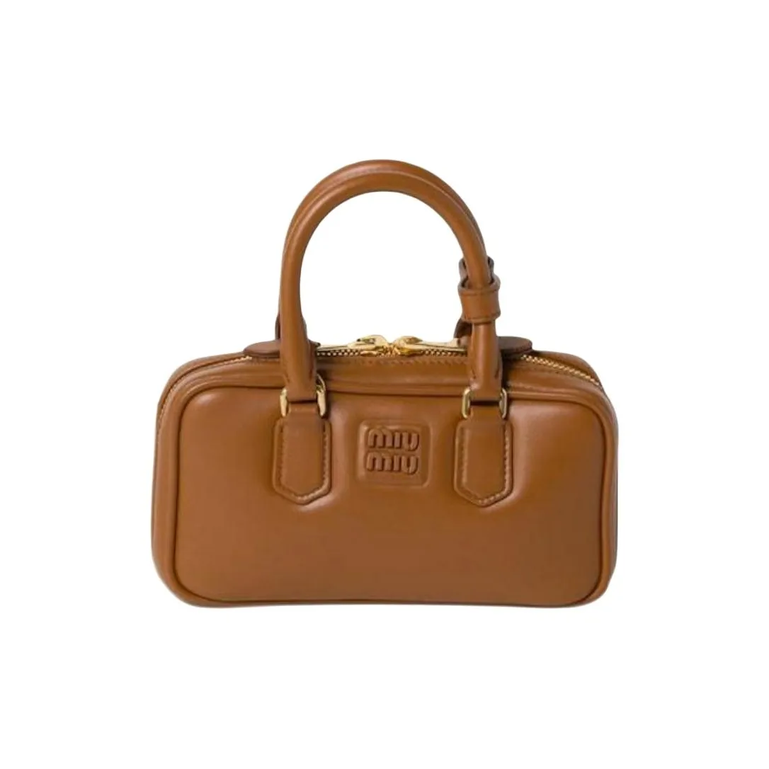 MIU MIU Arcadie Series Leather Shoulder Bag Crossbody Bag Handbag Mini Women's Connyk Brandy