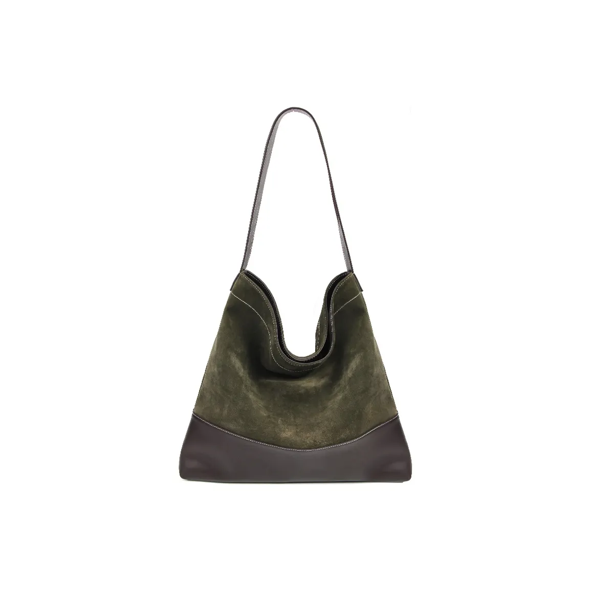 YOCAMU Коровья кожа Тоут Сумка Сумка для покупок Сумка Сумка через плечо Стандартная Унисекс Мохово-зеленый Оранжево-коричневый