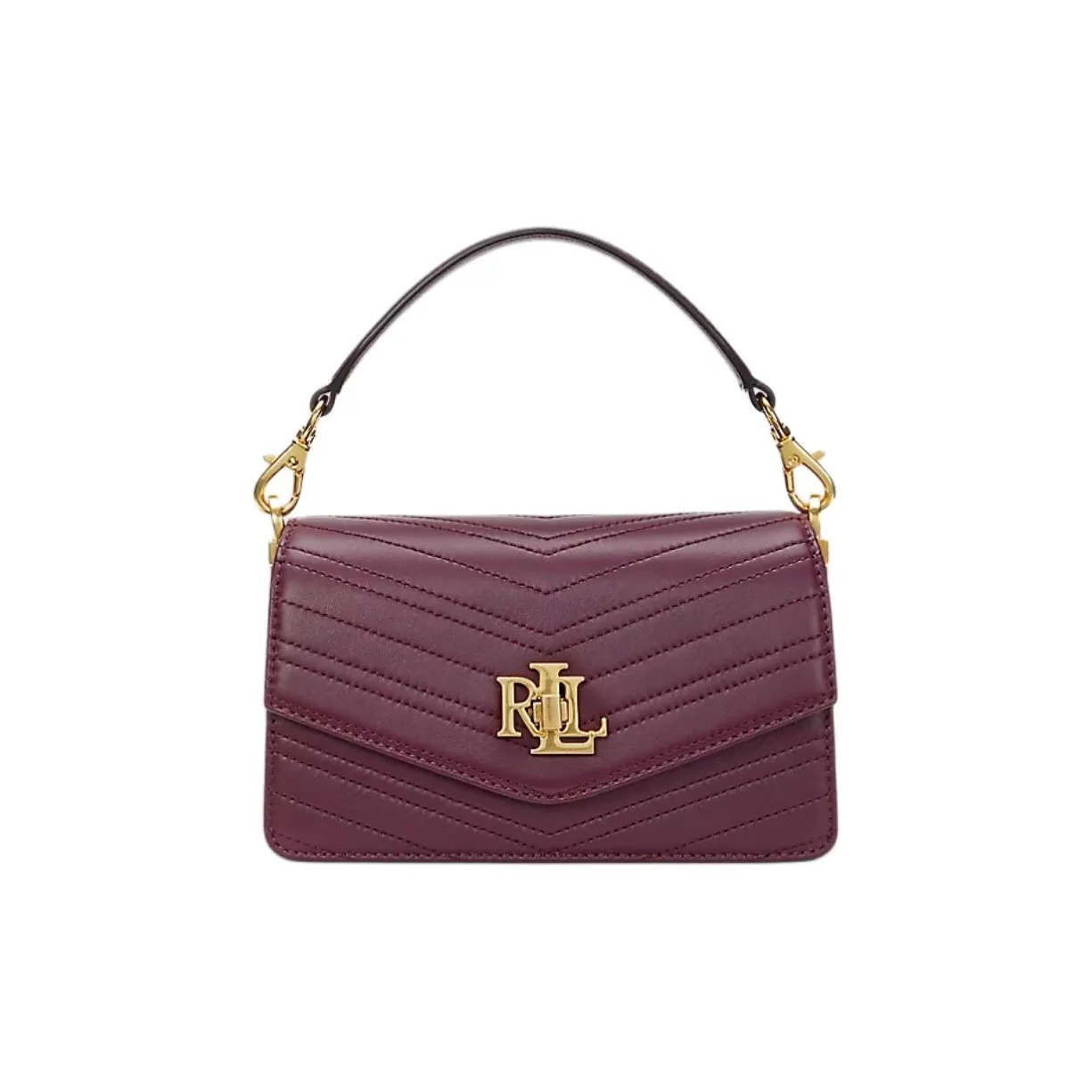 Ralph Lauren Sheepskin One Shoulder Handbag Small Size Women's Black Purple