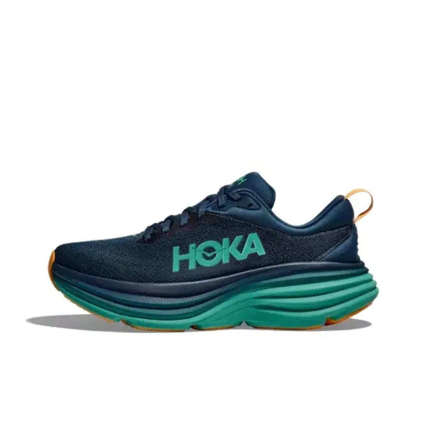HOKA ONE ONE Bondi 8 Anti Slip Wear Resistant Low Top Casual Running Shoes Men's Blue