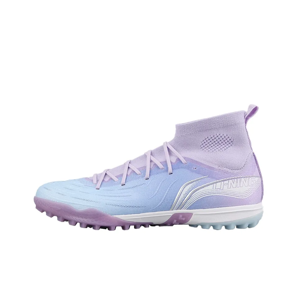 LiNing TF Шипы Искусственные Шипы Амортизаторы Slip-resistant Футбольные бутсы Мужские Синий Фиолетовый