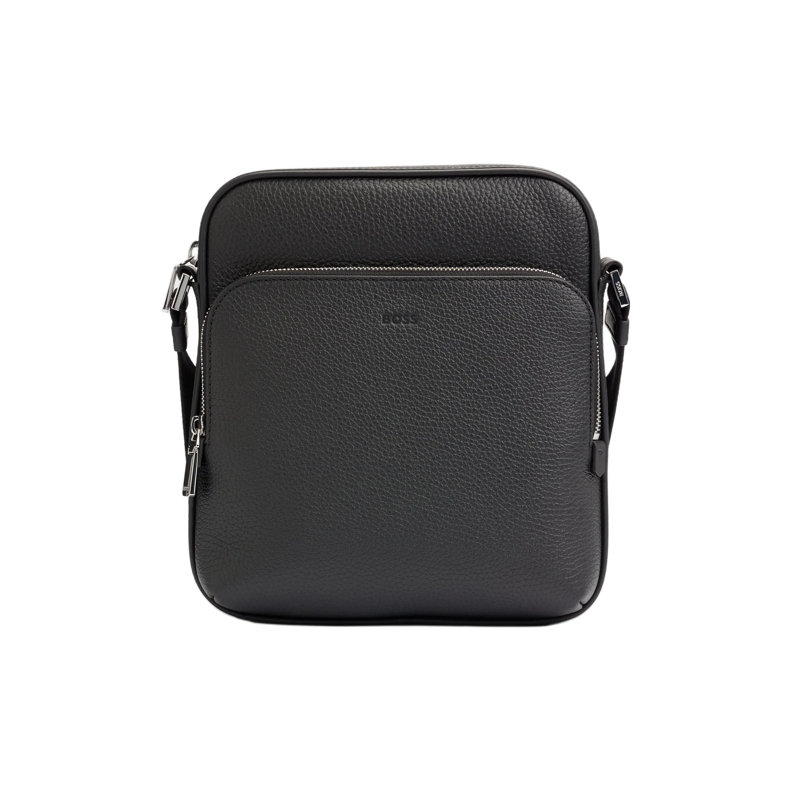 HUGO BOSS Leather Shoulder Bag, Crossbody Bag Men's Black