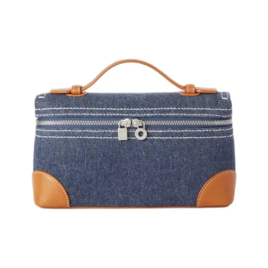 Loro Piana ExtraPocket Denim Shoulder Bag Crossbody Bag Handbag Regular Women's Wave Blue With Wheat Bran